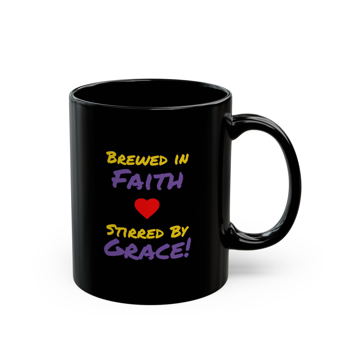 Faith - Grace Black Coffee Mug — Positive Inspirational Gift (11oz, 15oz)