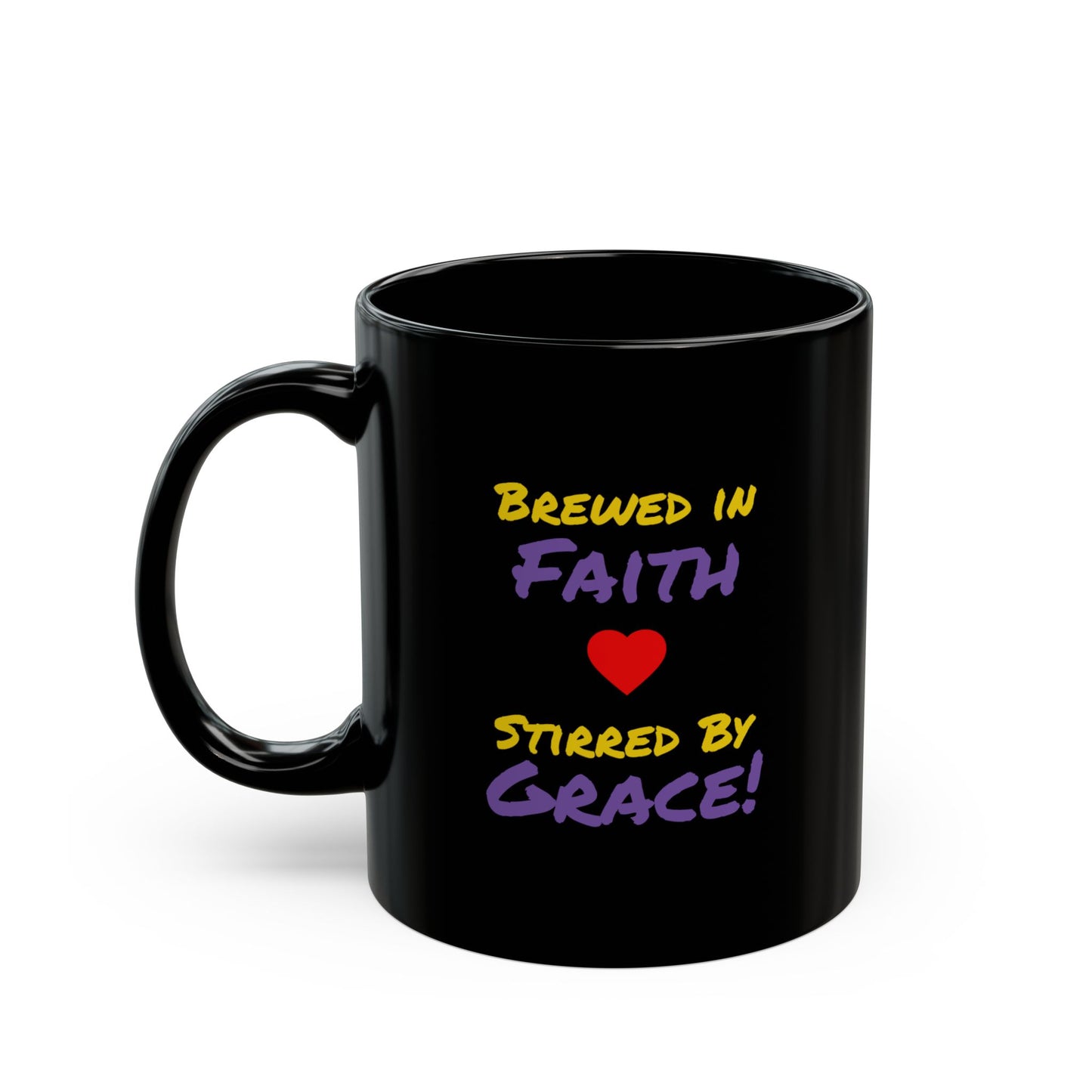 Faith - Grace Black Coffee Mug — Positive Inspirational Gift (11oz, 15oz)