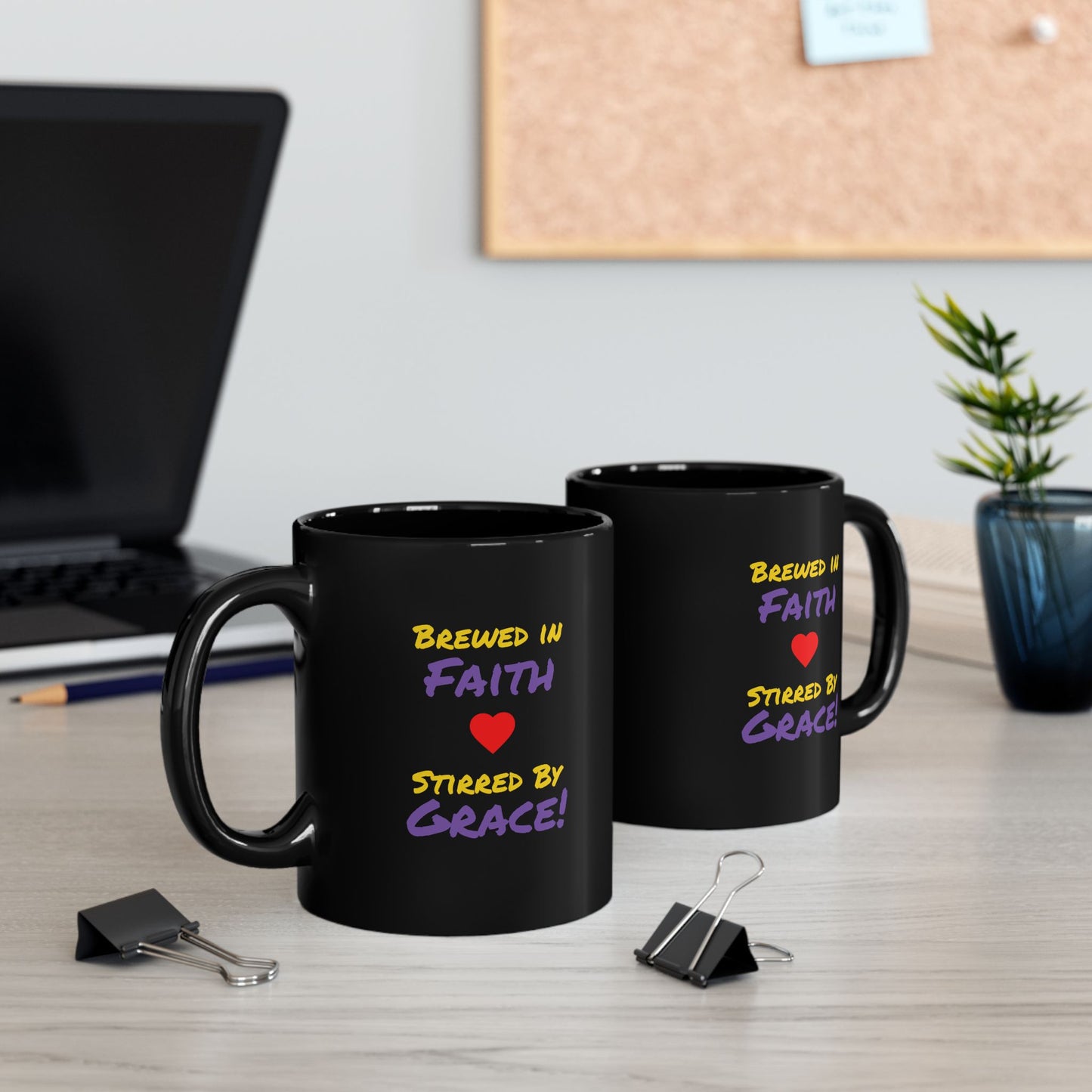 Faith - Grace Black Coffee Mug — Positive Inspirational Gift (11oz, 15oz)