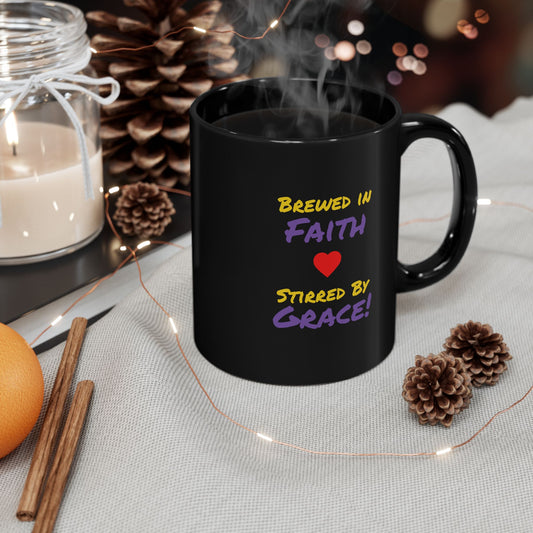 Faith - Grace Black Coffee Mug — Positive Inspirational Gift (11oz, 15oz)