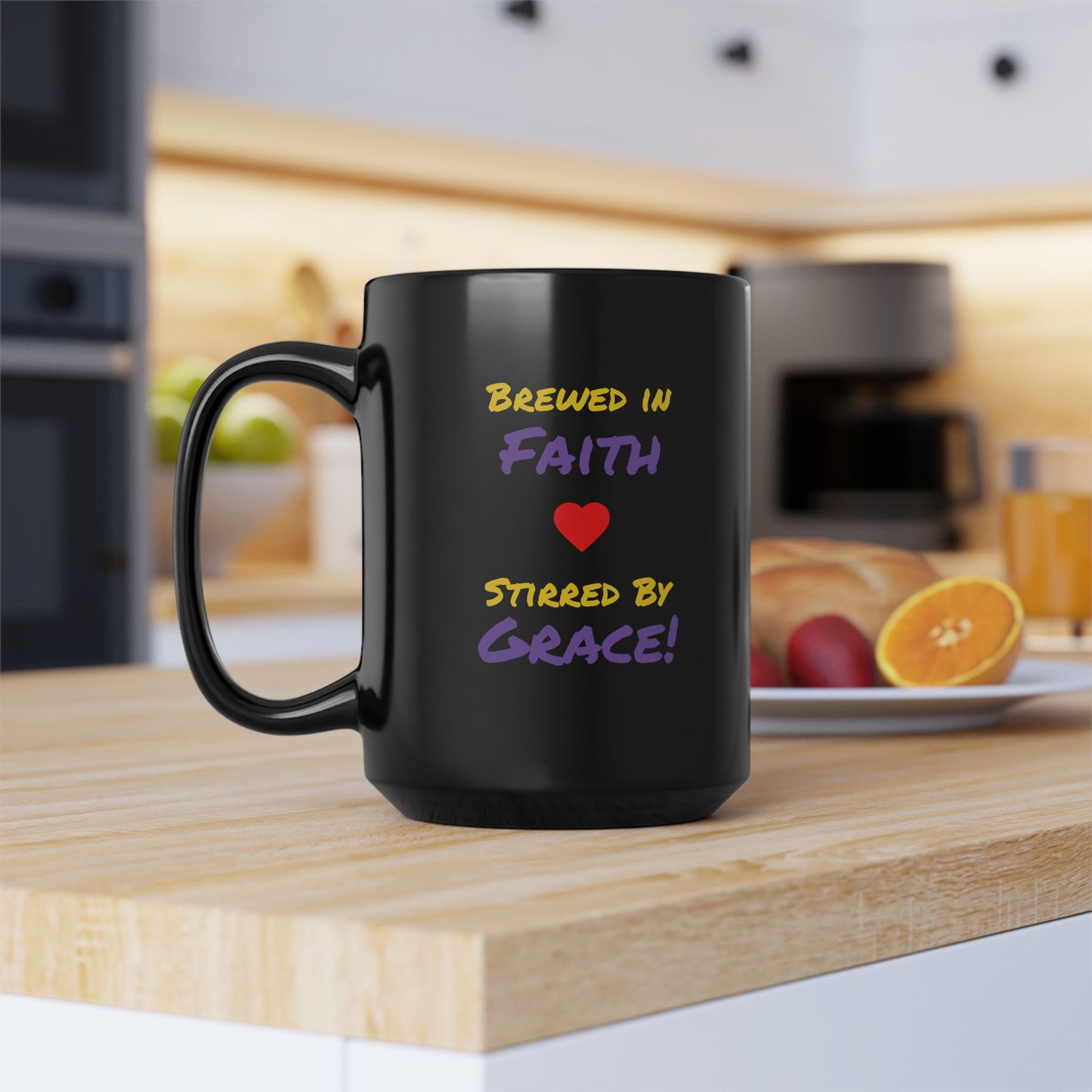 Faith - Grace Black Coffee Mug — Positive Inspirational Gift (11oz, 15oz)